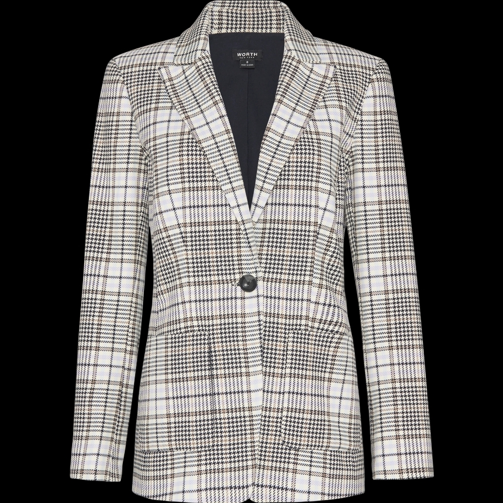 Cotton One Button Blazer Ivory Lavender Cloud NWT